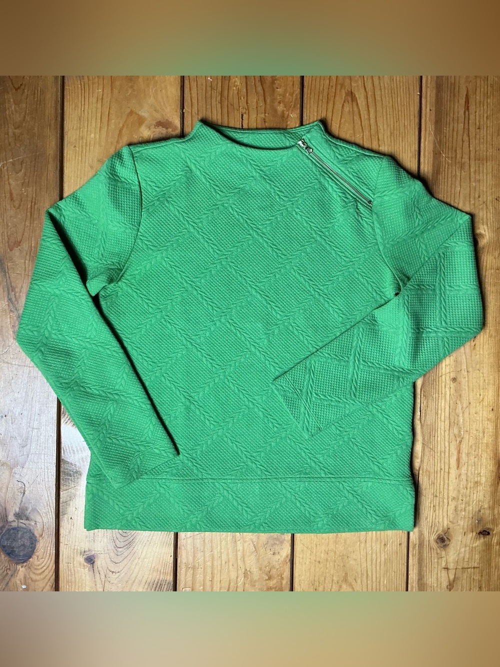 Zipper Mock-neck Textured Pullover